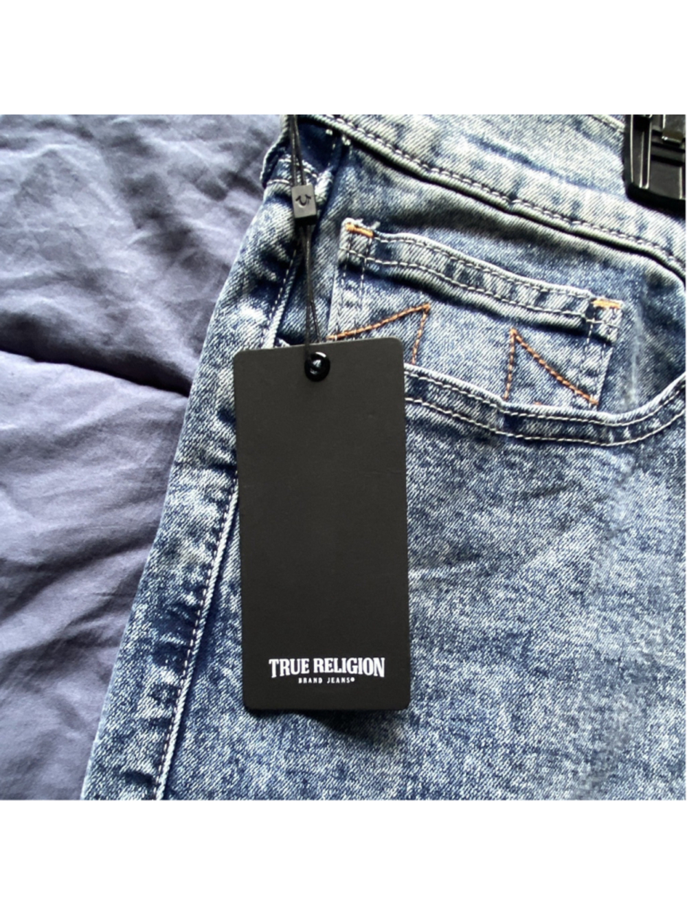 NWT True Religion Men’s 38x30 Geno Big T Relaxed Slim Fit Medium Blue Wash - Picture 6 of 11